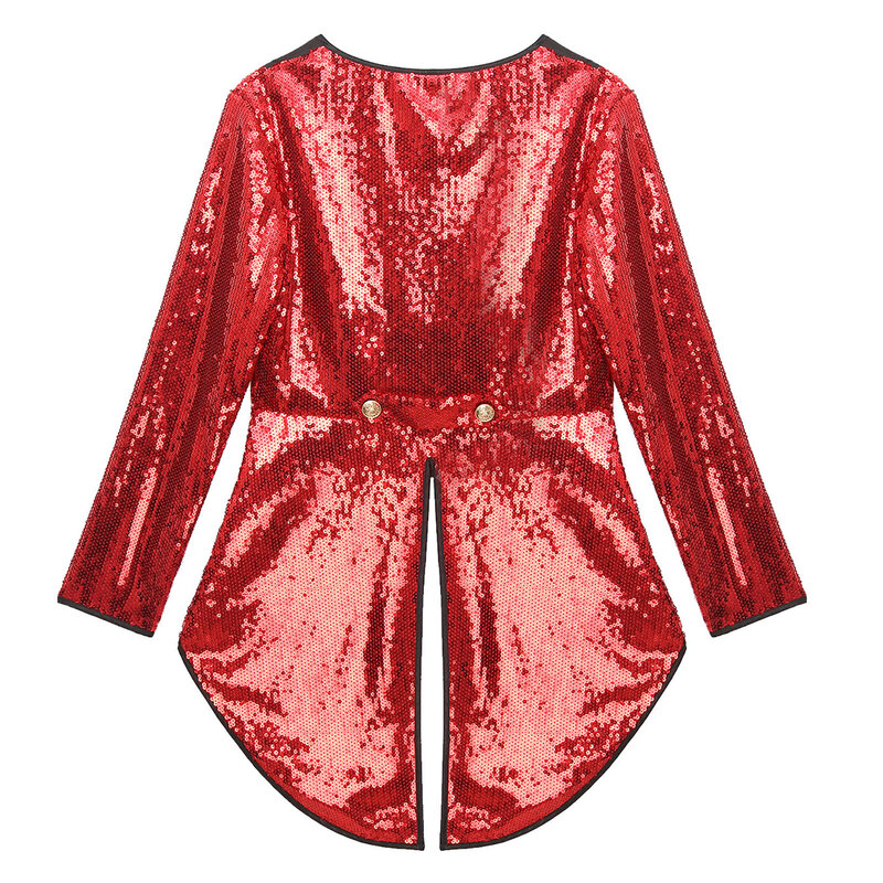 Damski halloweenowy magik sukienka cyrkowy frak kurtka błyszczące cekiny jednoprzyciskowy smoking odzież wierzchnia element ubioru kostiumy