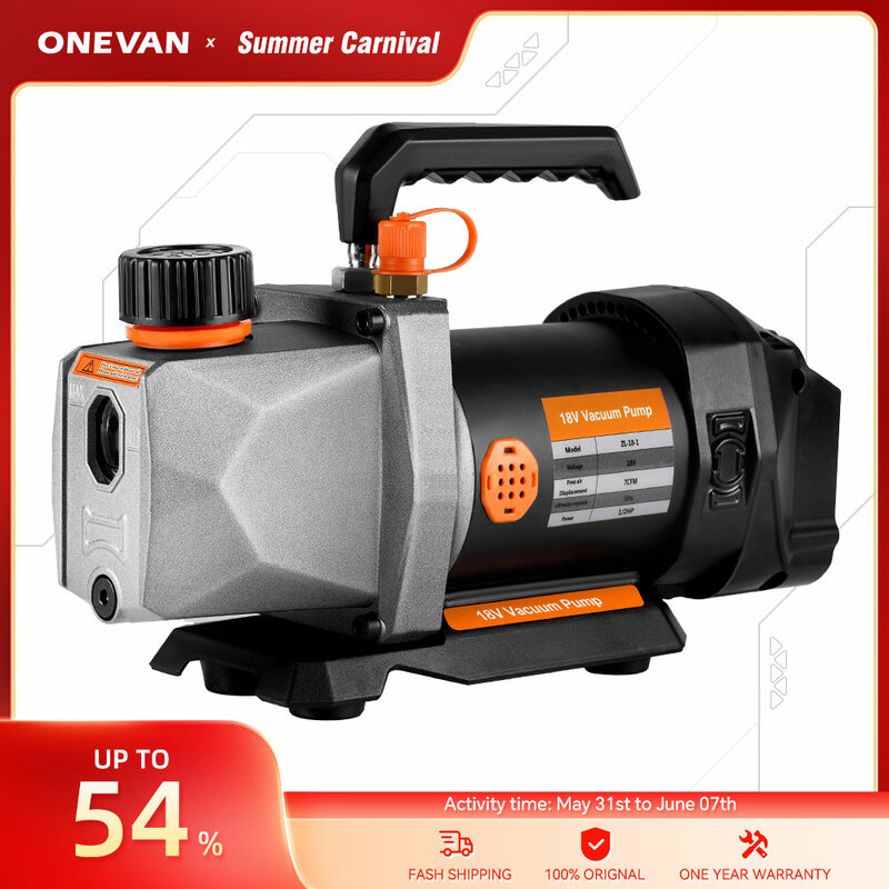 ONEVAN 1/2HP 7CFM Refrigerant Vacuum Pump 1/4 Air inlet Refrigeration for Car Household Air Conditioning For Makita 18v Battery