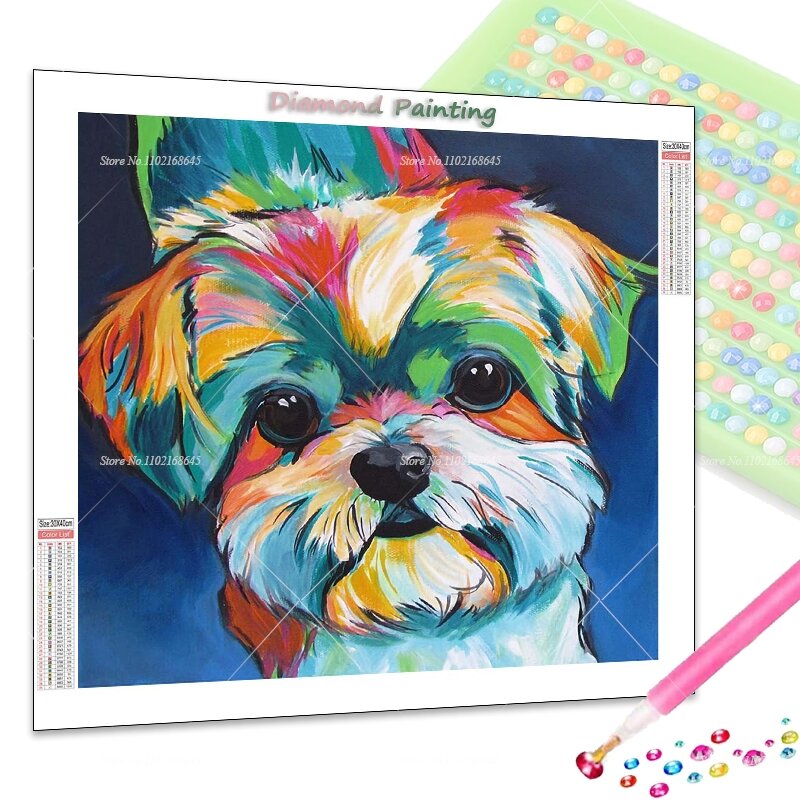 5D Diamond Art Painting Kits Shih Tzu Dog DIY Animal Diamond Painting By Numbers Arts Crafts For Home Decor Gifts For Adults