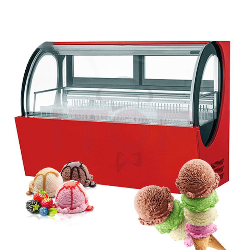 Cake Pizza Fruit Burger Display Case Bakery Pastry Cake Stand up Display Refrigerator Ice Cream Freezer Container