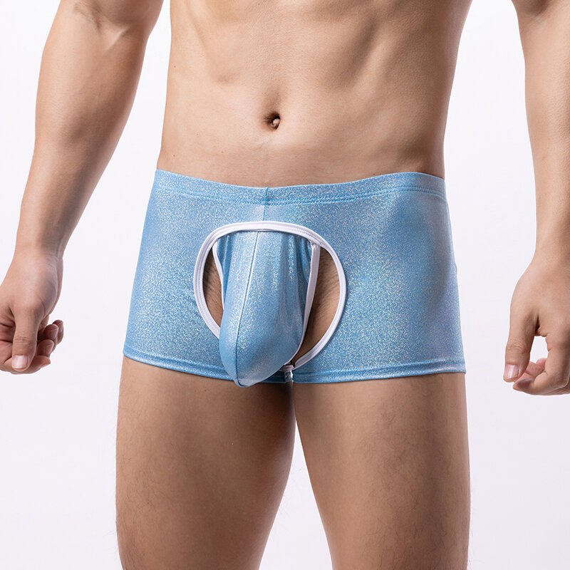 Celana dalam pendek Boxer pria eksotis pakaian dalam Jockstrap bokong terbuka baru celana dalam Lingerie kantung Penis celana dalam Gay celana dalam pria thong
