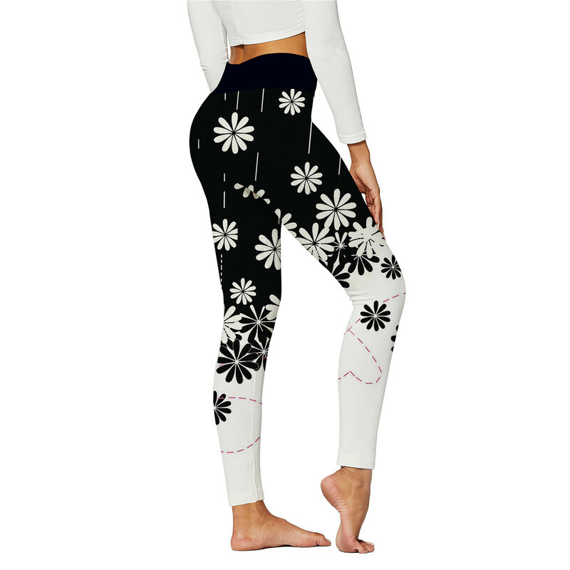Spodnie bawełniane do jogi dla kobiet z nadrukiem do jogi legginsy z wysokim stanem spodnie do ćwiczeń spodnie do biegania