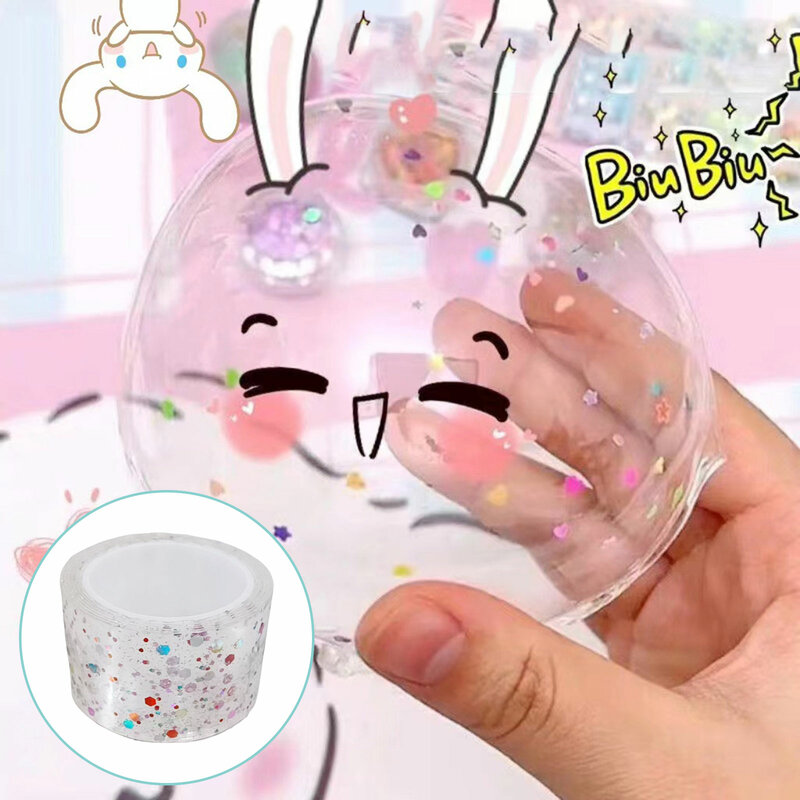 Nano Tape Bubble Kit Double Sided Clear w/ Stickers Reusable Nano Tape DIY Craft Pinch Toy Making Handmade Ball for Adults Kids