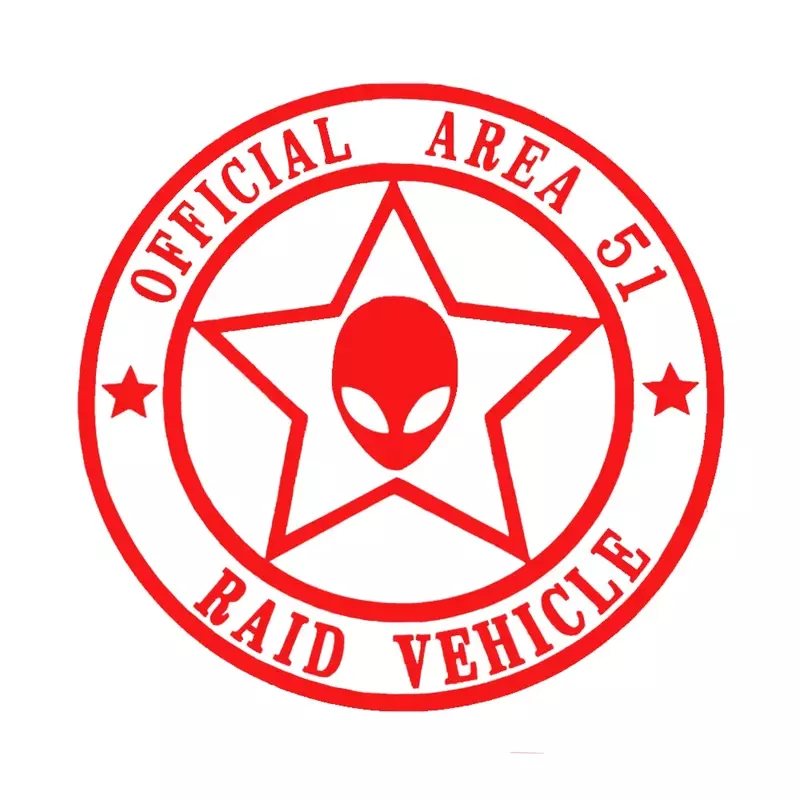Official Area 51 Raid Vehicle Vinyl Decals Aliens UFO Car StickersBody Decoration Black/Laser13.2cm*13.2cm