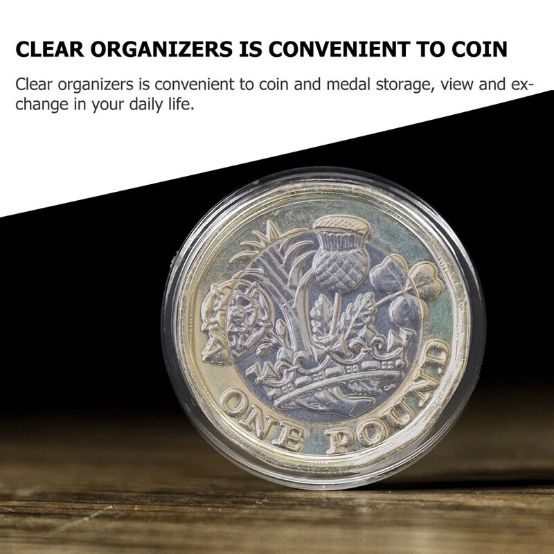 Clear Coin Storage Case para Colecionadores, Caixa de Colecionadores, Protetores, Recipiente Colecionável, Dólar, 50Pcs