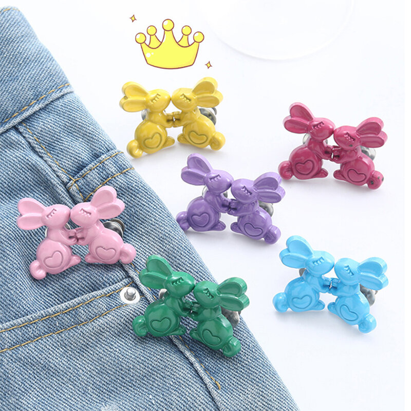 Cute Cartoon Rabbit Tightener Detachable Waist Buckle Adjustable Jeans Waist Clips For Girls Clothing Decor Accessories