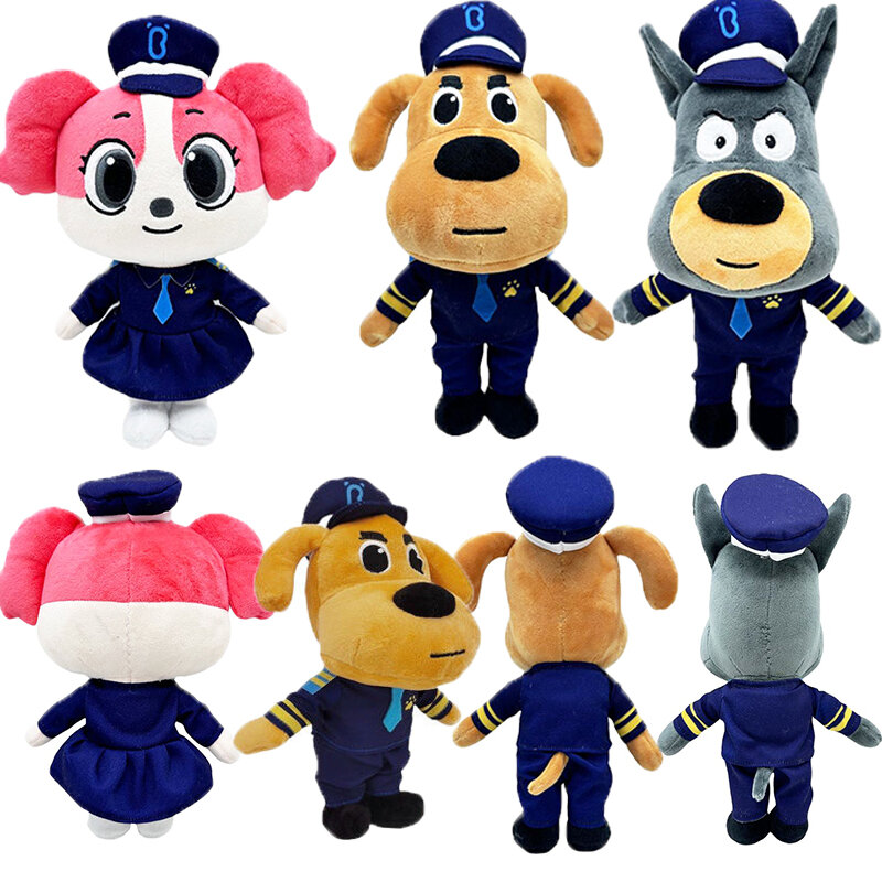 Cartoon Sheriff Labrador Plush Doll Toy, bicho de pelúcia, Dog Security, Detective Animated Sleeping Pillow, Kid's Birthday Gift