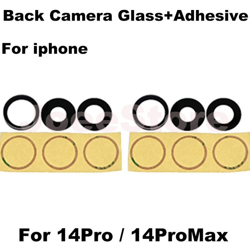 Стеклянный объектив задней камеры 2 комплекта для iPhone 14 13 12 11 Pro Max X XS XR 6 6S 7 8 Plus Big Camera Glass с клеем для наклеек 3M