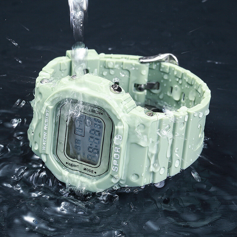 YIKAZE-reloj deportivo Digital cuadrado para hombres y mujeres, pulsera electrónica LED colorida, resistente al agua, de goma, para estudiantes y niños