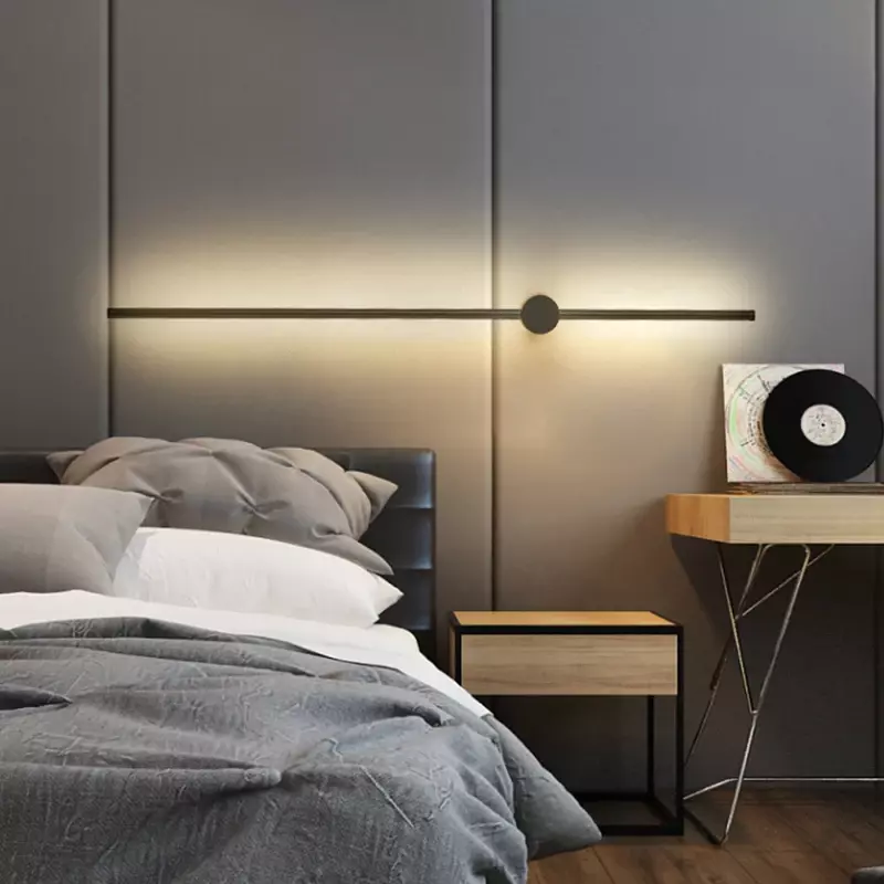 Nordic Lampu Dinding Led untuk Rumah Besi Panjang Samping Tempat Tidur Lampu Dinding Lorong Koridor Tangga Lampu Modern Living Room Latar Belakang Garis