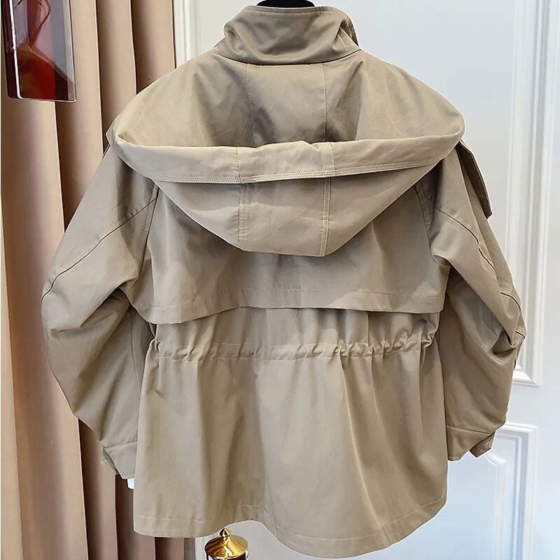 여성용 캐주얼 짧은 트렌치 웨이스트 파티 디자인 재킷, 시크한 소녀 짧은 편안한 패션, 한국 빈티지 상의