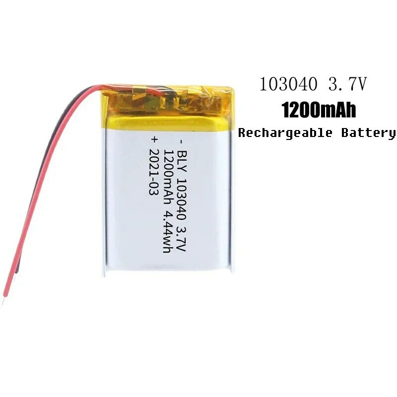 Bateria recarregável do lítio do polímero, Navegador GPS, MP5, auriculares de Bluetooth, PS4 3.7V, 1200mAh, 103040