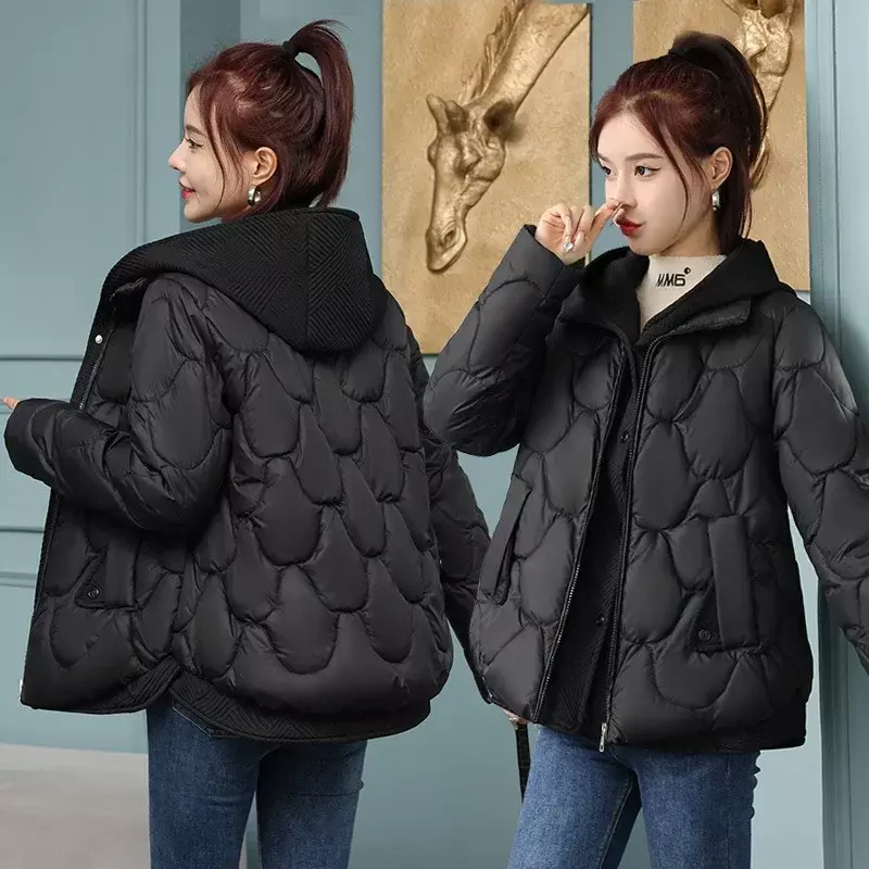 Abrigo acolchado holgado de estilo coreano para mujer, chaqueta cómoda, Parkas cálidas, ropa informal de invierno, novedad de 2024
