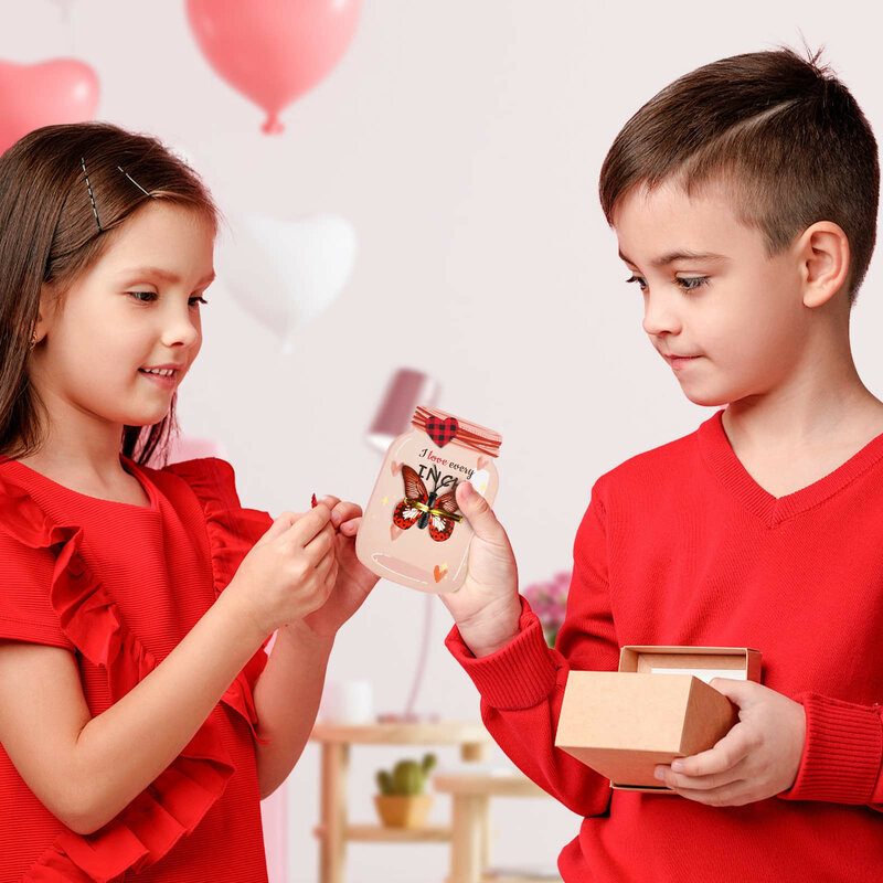 Tarjetas del Día de San Valentín para niños y niñas, tarjetas de intercambio de animales, juguetes de amor, clase escolar, aula, paquete de 30