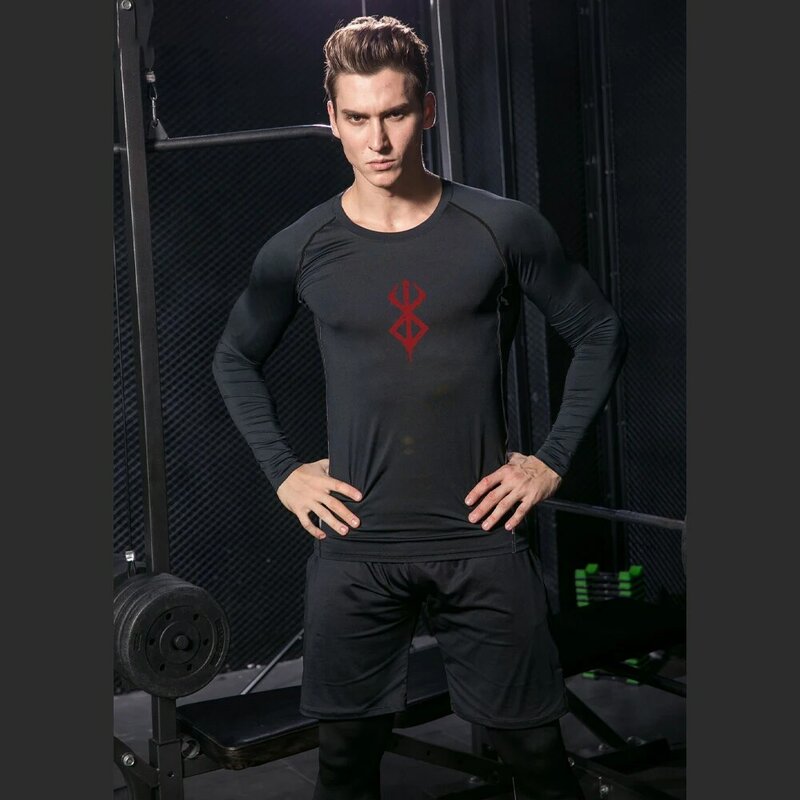 Camisa de compresión para hombre, top de Anime Berserk Guts Rash Guard, secado rápido, transpirable, entrenamiento deportivo, medias de Fitness