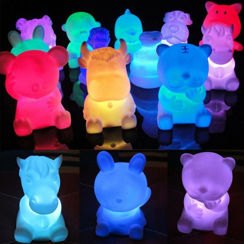 Очаровательные ночные светильники 2024 в форме китайского зодиака, животного, фотовспышка, меняющий цвет, Декор, ночник, декор для спальни, детский подарок