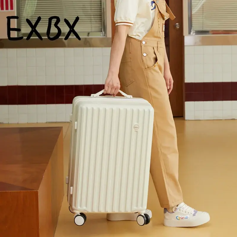 Exbx กระเป๋าเดินทางสดใสขนาดเล็กญี่ปุ่นผู้หญิง, กล่องใส่ล้อลากนักเรียนอเนกประสงค์ทนทานกระเป๋าเดินทางใส่รหัสผ่าน