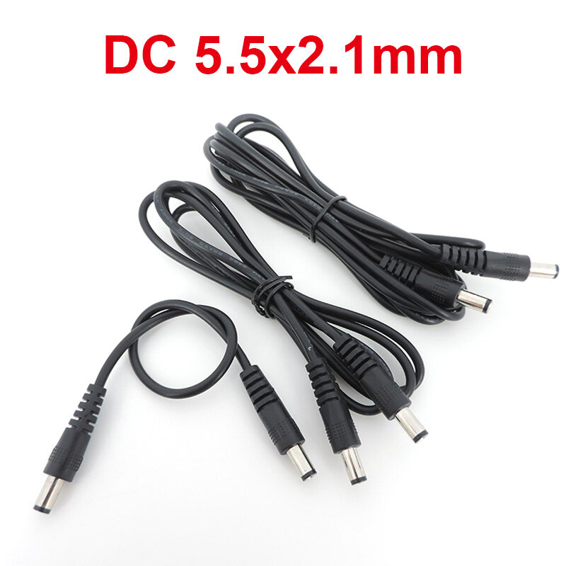 Cable de extensión de conector de fuente de alimentación de CC, 0,5 m/1M/2M, 12V, enchufe macho a macho, 5,5x2,1mm, cables adaptadores de cámara CCTV q1