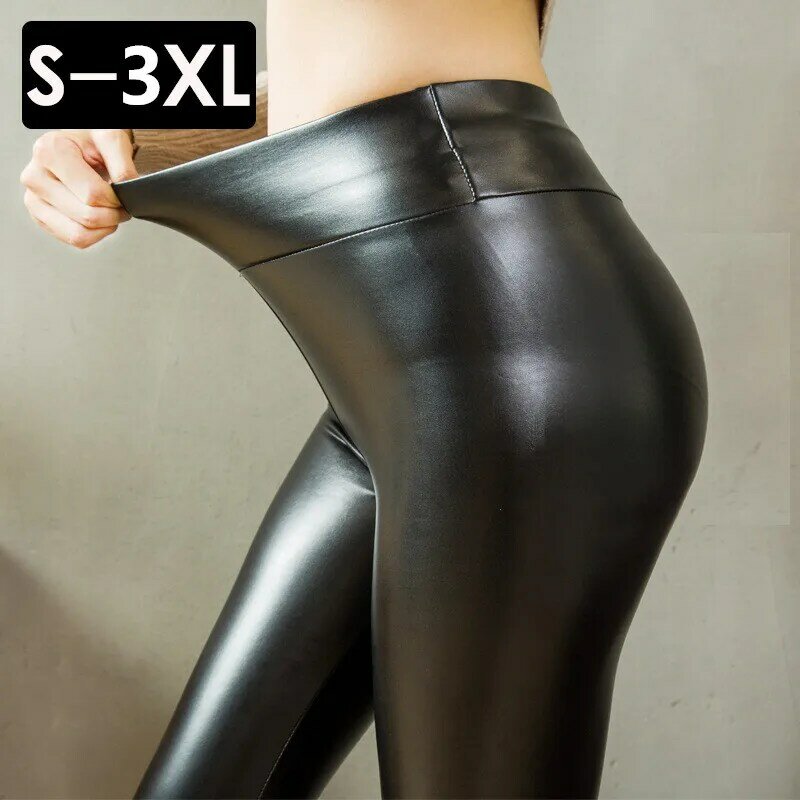 2022 зимние кожаные брюки для женщин, золотые флисовые теплые плотные брюки-карандаш, облегающие леггинсы из искусственной кожи с высокой талией, женские брюки P9108
