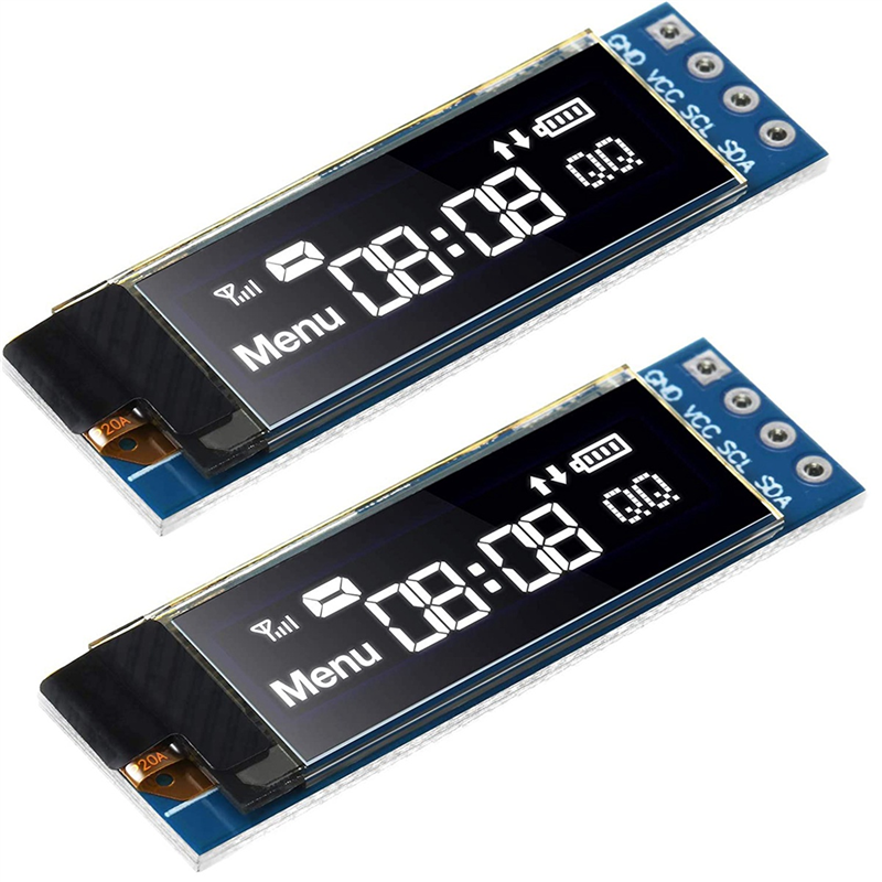 2Pcs 0.91 Inch OLED Display Module Driver IIC I2C Serial Self-Luminous Display Board Compatible with Arduino White Light
