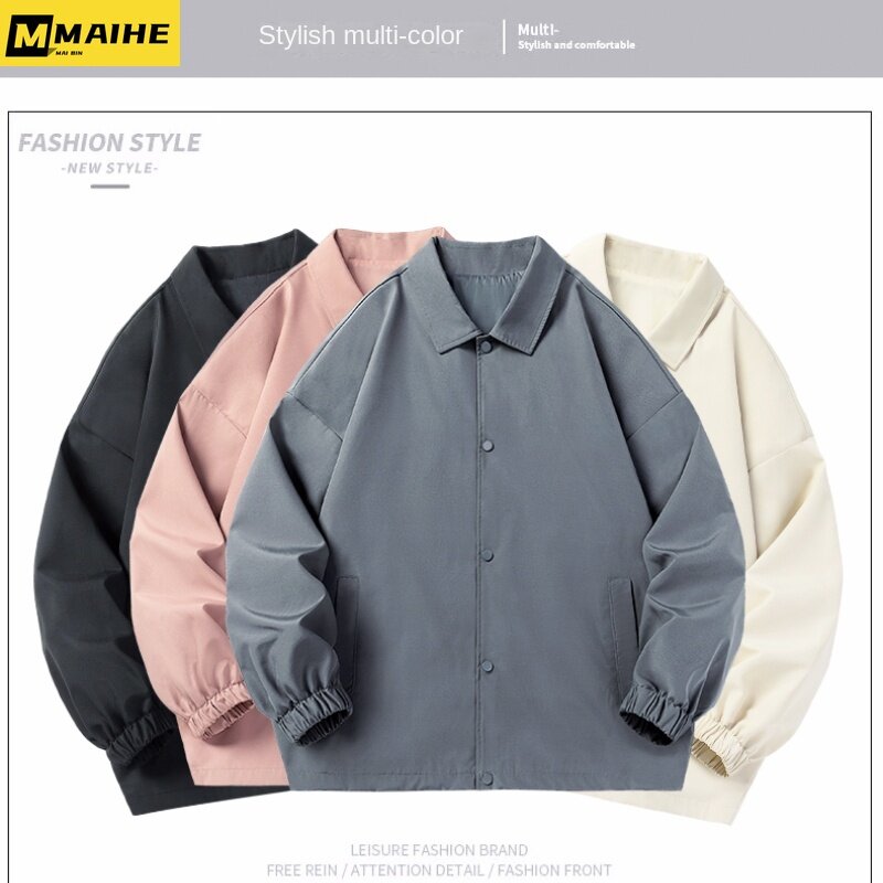 Abrigo vintage a la moda para hombre, chaqueta cargo con solapa, ropa de calle de gran tamaño Harajuku, camisa fina a prueba de viento, novedad de otoño, 2023