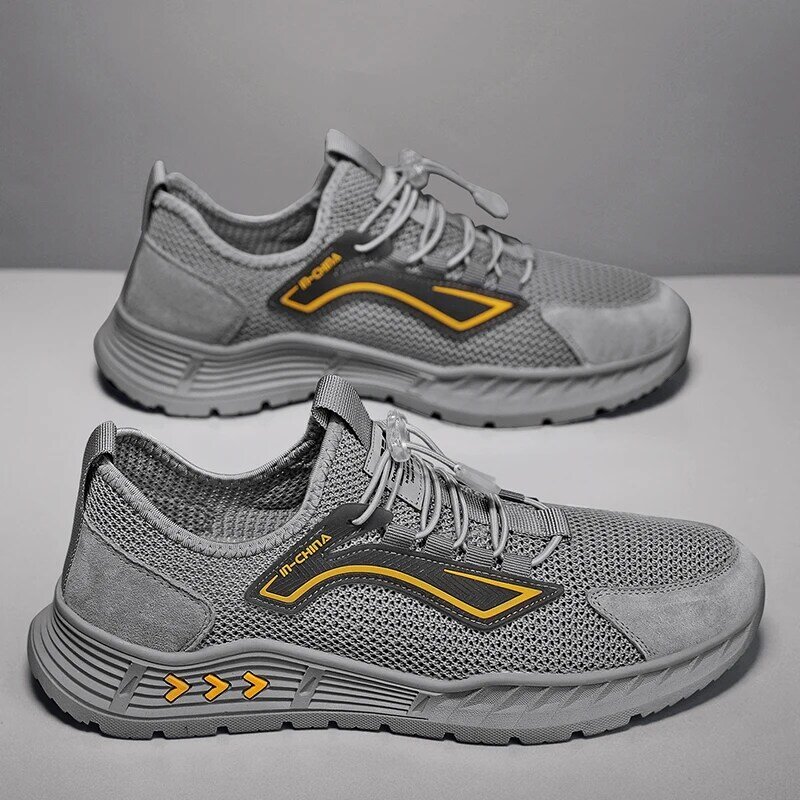 Men's shoes in summer mesh breathable deodorant running casual mesh shoes light hollow shock absorption student sports shoes