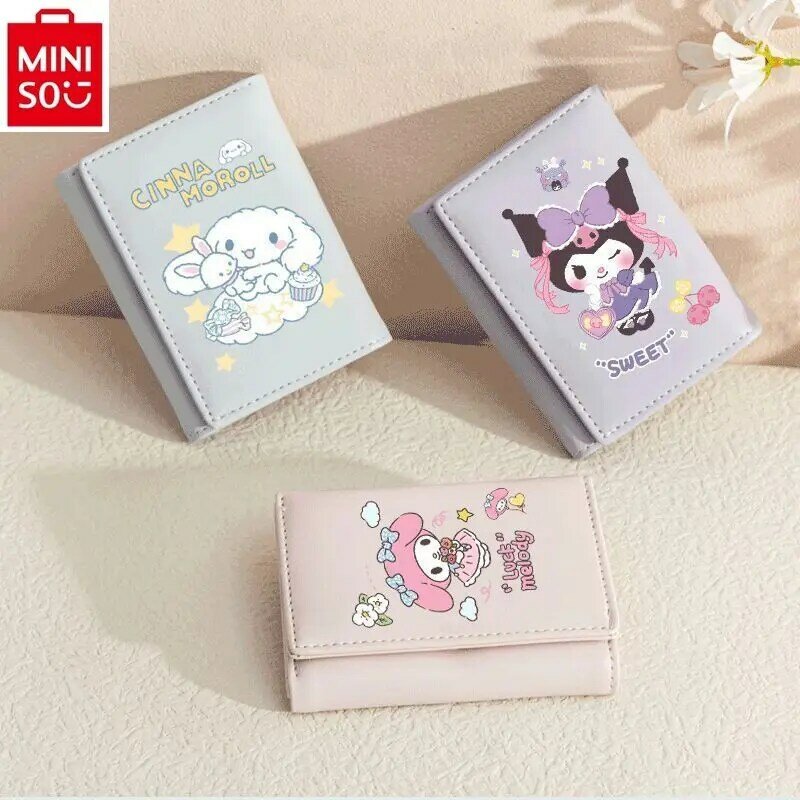 MINISO dompet kartun Kuromi Hello Kitty wanita, sederhana, manis, ringan, Multi fungsi dompet nol anak