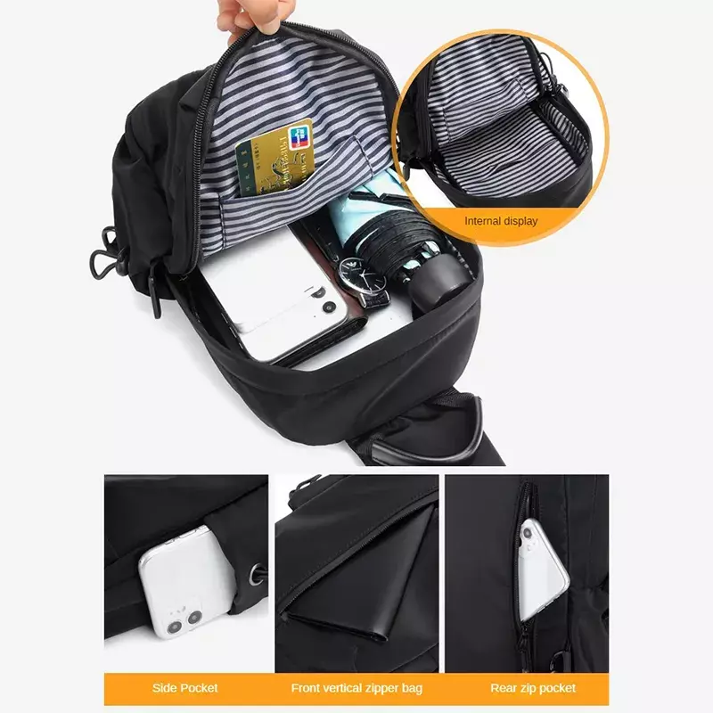 Bolso cruzado informal de nailon para hombre, bandolera de viaje ligera, bolso de pecho, bolsos deportivos, caja de hombro personalizada