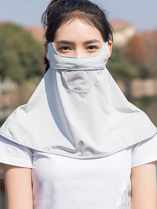 Mascarilla facial de seda de hielo para mujer, máscara de protección solar desmontable, antiultravioleta, transpirable, nueva
