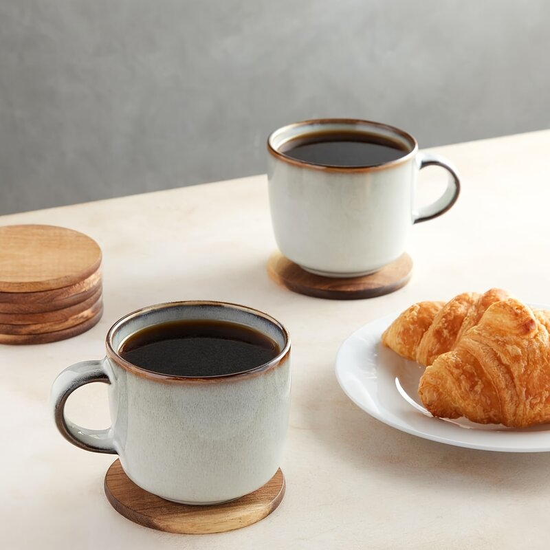 커피 테이블용 아카시아 나무 컵 받침, 음료, 식탁, 바, 6 팩, 3.9