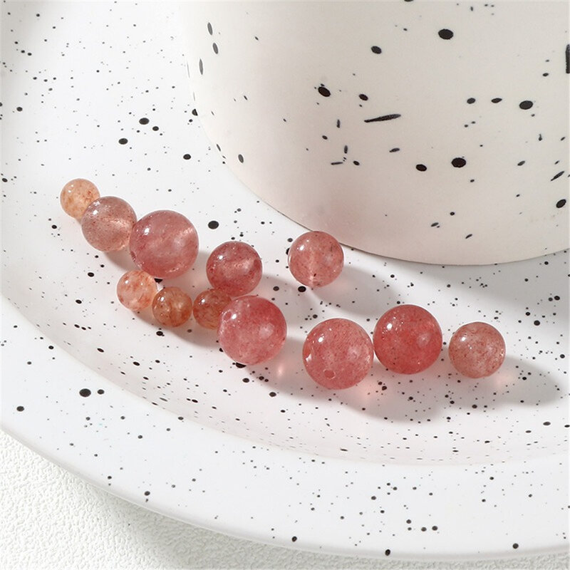 Natural Strawberry Crystal Round Scattered Beads Handmade DIY Crystal Bead Bracelet Necklace Ear Jewelry Material Accessories