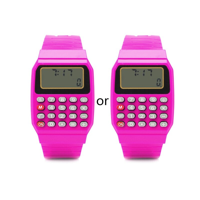 Wielofunkcyjny silikonowy zegarek na rękę dla dzieci, modny elektroniczny kalkulator z datownikiem