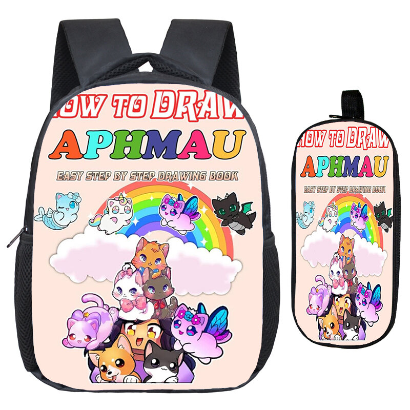 Anime Aphmau Backpack Pencil Bag 2pcs Set Softback Kindergarten School Bags Girls Boys Cartoon Bookbag Kids Bagpacks Toddler Bag