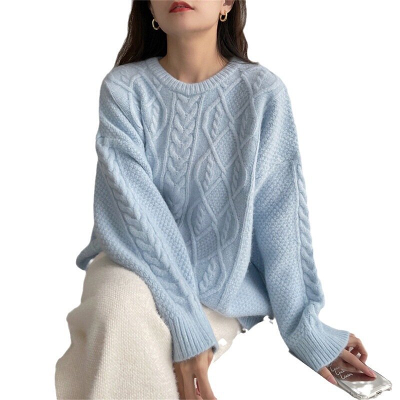 Giappone corea del sud stazione autunno inverno nuovo stile dolce e delicato girocollo Slim manica lunga Pullover maglione lavorato a maglia