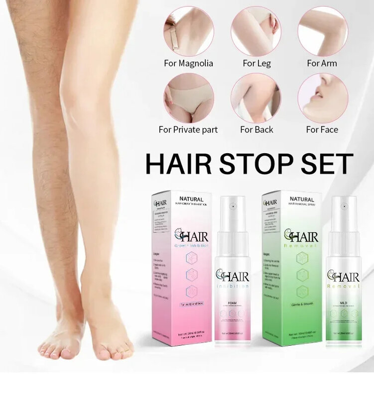 2 minuty szybkiego usuwania włosów w sprayu bezbolesne włosów Inhibitor wzrostu ramię pod pachami nogi permanentna depilacja dla mężczyzn kobiet naprawa opieki