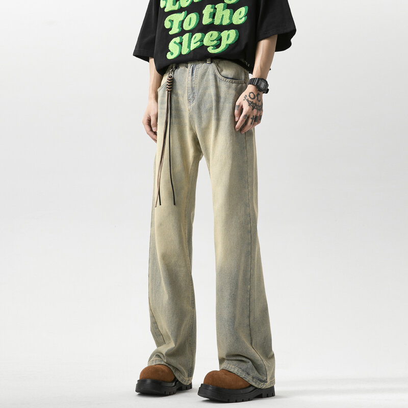 Джинсы-карго из древесины прямые штаны в стиле ретро слаксы мужские однотонные американские брюки скаго джинсы из древесины прямые штаны Ретро слаксы мужские однотонные