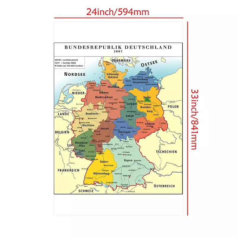 59*84cm The Germany Map Non-woven Canvas Painting Wall Unframed Poster Decorative Print Living Room Home Decoration