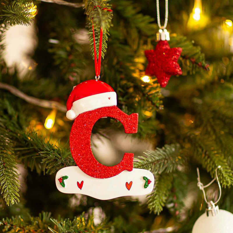 Colgante de letras para decoración de árbol de navidad, 26 letras, adorno de acrílico para el hogar, manualidades, Año Nuevo, 2022
