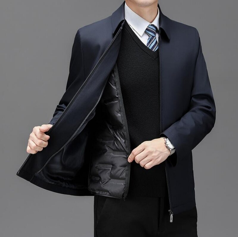 Men's Turn-down Collar Neck Down Coat Autumn And Winter New Business Leisure Warm And Thickened Inner Tank Detachable Coat