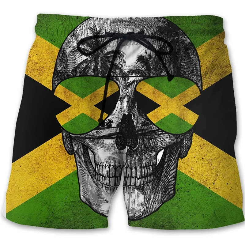 Jamaica Lion National Pattern Men's Beach Shorts 3D Print Jamaican Flag Swimsuit homme Summer Hawaii Swim Trunks Cool Ice Shorts