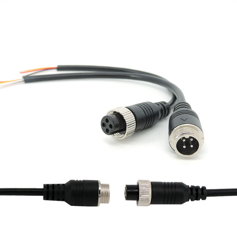 M12 Aviation Signal Cable Male Female Plug 4 Pin Wire for CCTV Car Camera DVR Video Monitor Subwoofer W28