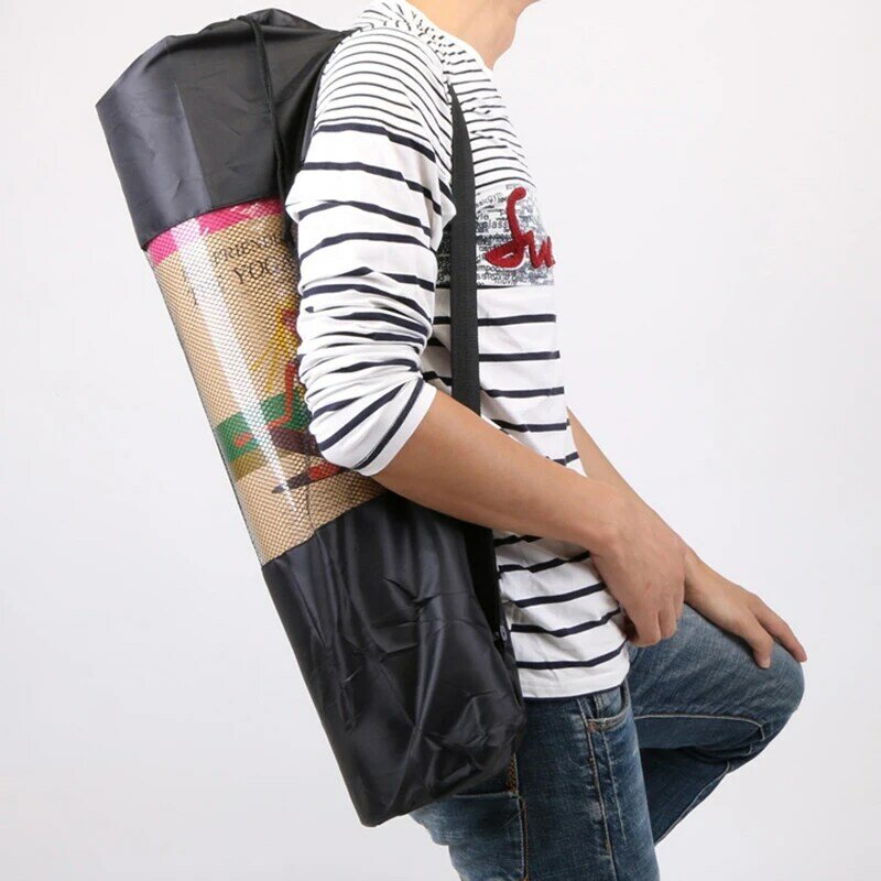 Portátil respirável Sports Bag com alças ajustáveis, Carry Mesh, Storage Bag, Fits Most Yoga Mats, Black