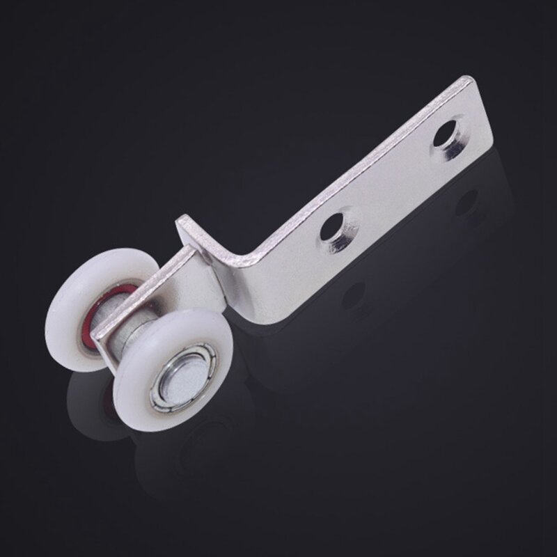 10Pcs Bend Pipe Metal Bearing Pulley Block with Two Plastic Wheel for Sliding Door Window Cabinet