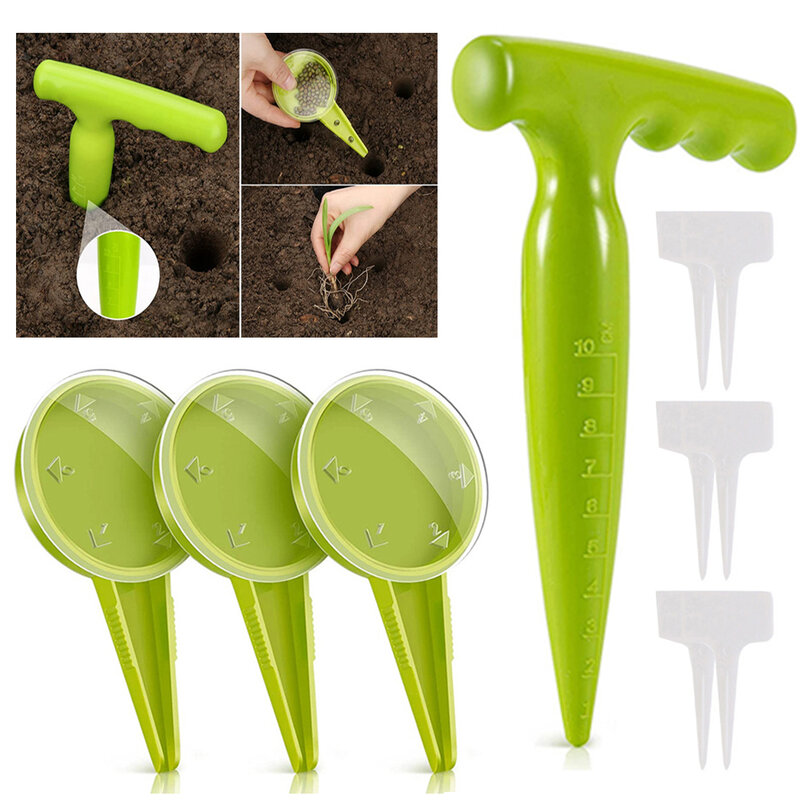 Plantador de semillas de plantas ajustable, accesorio de mano, dispensador de semillas multifunción para jardín