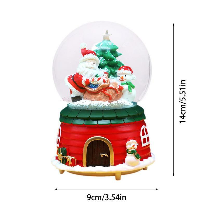 Christmas Snow Globe Musical Box Luminous Santa Riding An Elk Crystal Ball Musical Toy Home Room Decor Gift for Children Adults