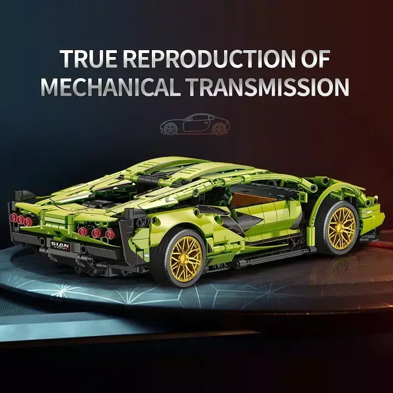 Técnico Verde Lamborghinis Blocos de Construção para Crianças, Super Carro Esportivo, Modelo MOC, Veículo de Corrida, Montar Tijolos, Brinquedos como Presentes, 1215PCs