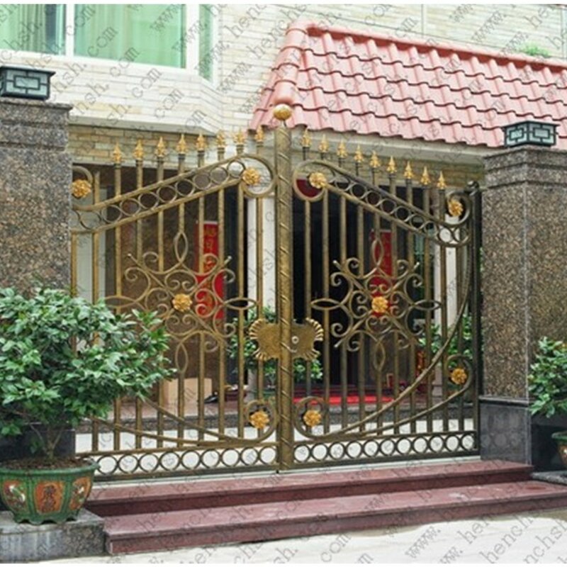 Puertas de hierro forjado de entrada de Metal para el hogar, diseño, proveedores de China, 12 pies