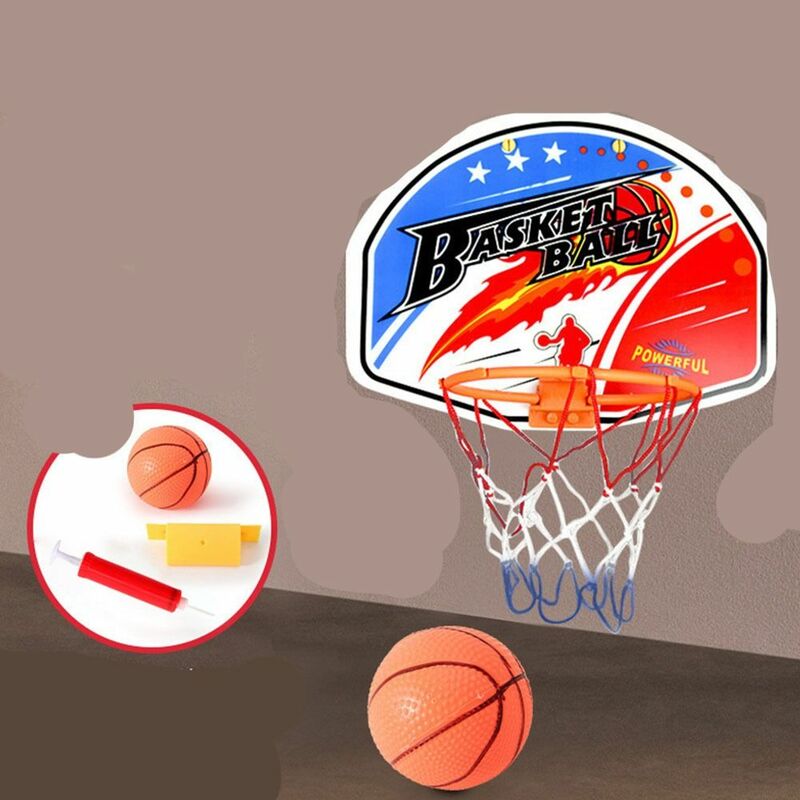 Plastic Basketball Basket Hoop Brinquedos, Sem Perfuração, Brinquedo Inflável, Pendurado Encosto, Altura Ajustável, Instalação Estável
