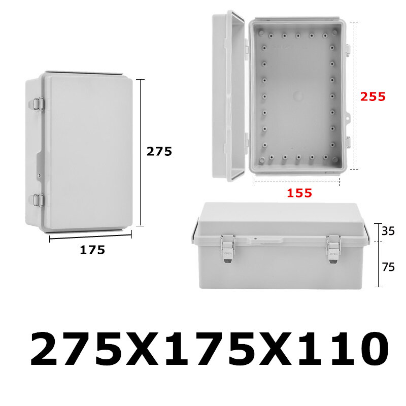 Caixa elétrica plástica da construção do ABS, caixa de armazenamento para projetos caseiros, componentes eletrônicos, esbranquiçado, 10,8 × 6,9 × 4,3 polegadas, IP67