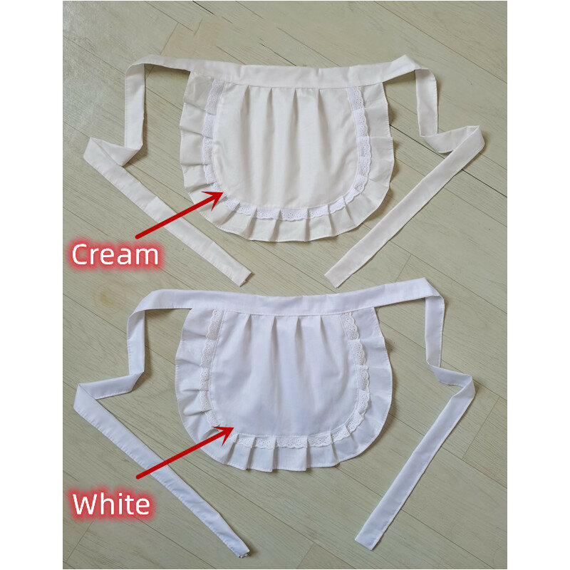 Avental de renda meia cintura feminina, avental branco pequeno, vestido Lolita, cosplay, avental decorativo para mulheres